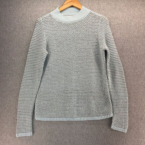 Ann Taylor LOFT Women's‎ Medium Knit Sweater Light Blue Gray Wool Mohair Blend - Picture 1 of 9